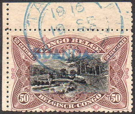 Belgian Congo Belge Briefmarken 50c Mols train on bridge